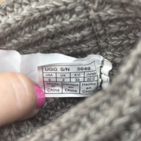 UGG Australia Boots Youth 3 Cardy Winter Snow Gray Knitted Button Mid Calf NEW - Picture 7 of 9